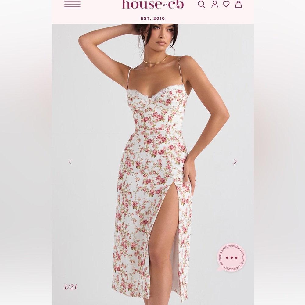 Rose Print Corset Midi Sundress (bigger cup)